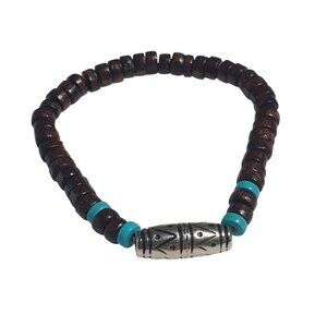 Handmade Wooden Acrylic Bead Bracelet Stretchable Stackable Boho Beach Men Women